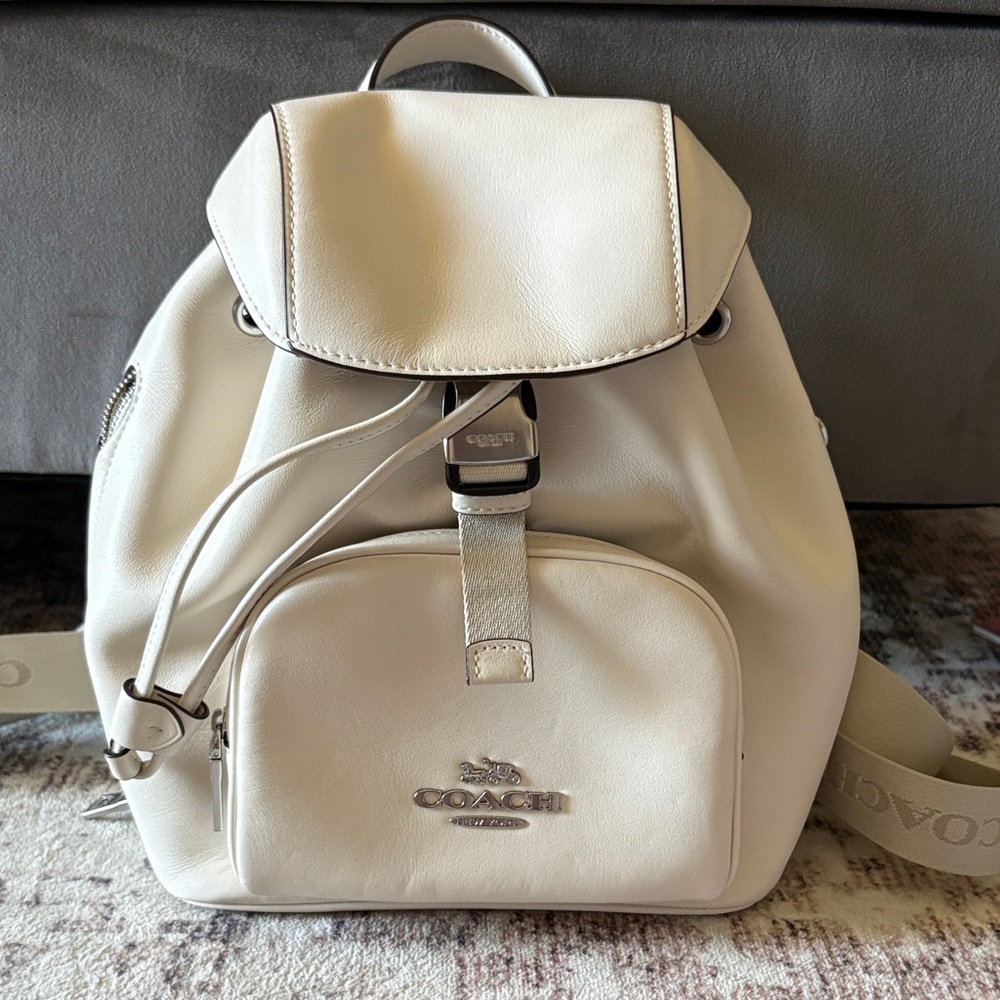 Coach Cream Leather Drawstring Backpack - image 1
